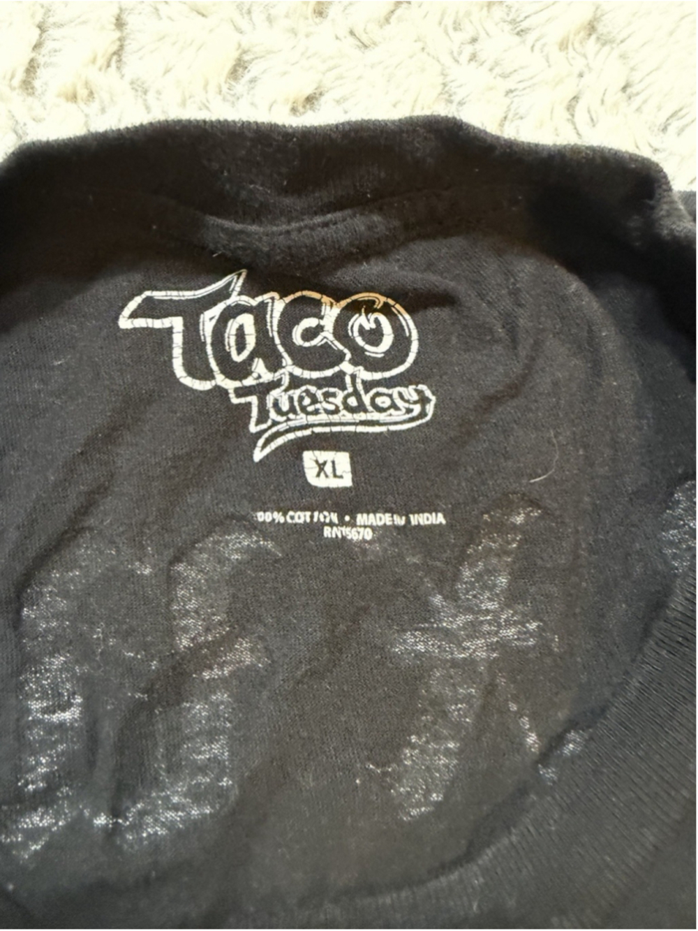 Taco Tuesday Men's Black Skull Graphic Print Crew Neck Short Sleeve T-Shirt XL - Picture 5 of 8